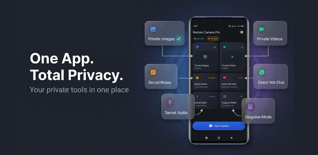 Nomao Camera Pro Vault mobile application review and privacy security test